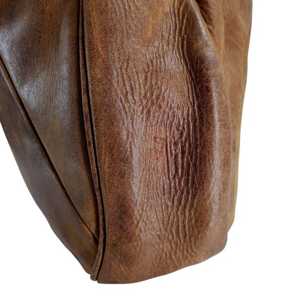 Frye Jacqui Brown Leather Hobo Bag Purse Shoulder Boho Distressed Silver Western - Picture 2 of 10